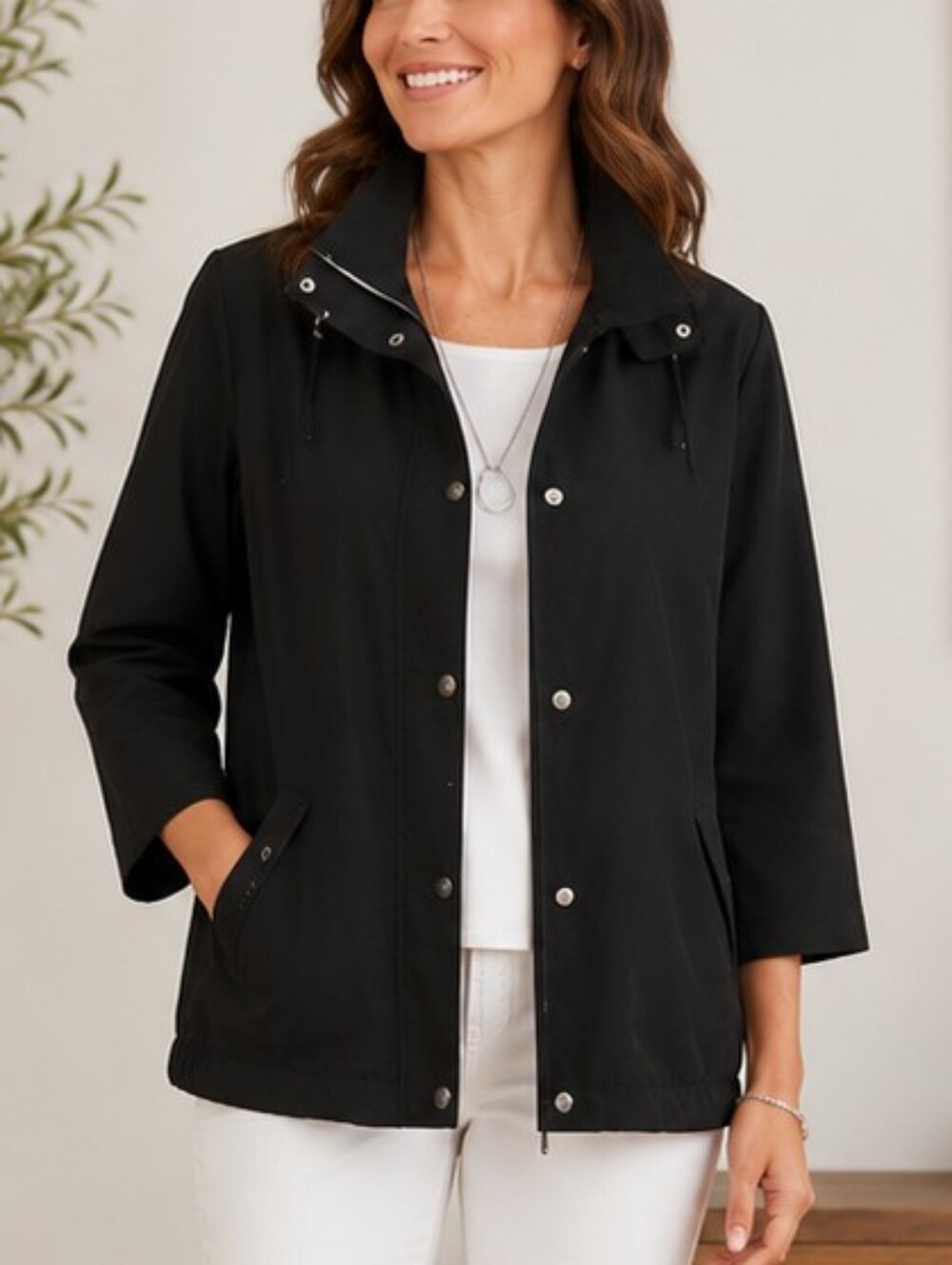 WEEKENDS by Chico’s Women’s Black Lightweight Jacket Size 2 (Large)